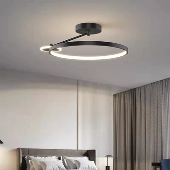 Модерните кръгли алуминиеви led полилей, 50 см, лампа за спални, трапезария, фоайе, директна доставка, златно, черно осветление