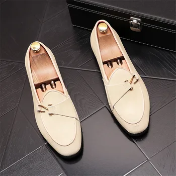 Модни велур oxfords в британски стил с метален остър пръсти, луксозни дизайнерски вечерни обувки за един господин на бала S150