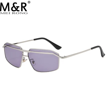 Модни нови дамски слънчеви очила с неправилна квадратна форма в метална рамка за вежди в стил пънк, мъжки слънчеви очила с UV400 Очила