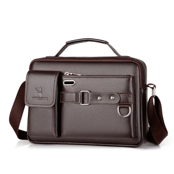 Мъжка чанта през рамо, бизнес портфейл от изкуствена кожа, мъжки портфейл, чанта за компютър