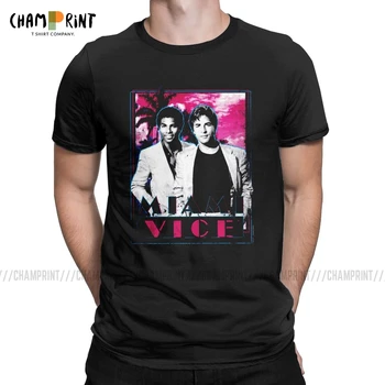 Мъжки t-shirt Miami Vice, блузи от 100% памук, реколта тениски с къс ръкав и кръгло деколте, идея за подарък тениска