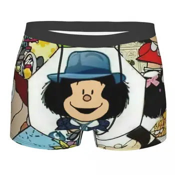 Мъжки аниме клетчатое бельо Mafalda, гащи-боксерки, с чувство за хумор, Шорти, колан, мъжки дишащи гащи, по-големи Размери