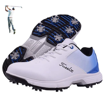 Мъжки и Дамски обувки за голф, дизайнерски професионалната за голф обувки, кожени мъжки маратонки с подметка с пирони, удобни обувки за разходка на открито
