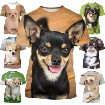Мъжки и дамски тениски с 3D принтом кучета, ежедневни риза с къс ръкав и кръгло деколте, модерна, нова непринудена и удобни мъжки дрехи