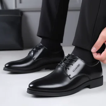Мъжки кожени обувки, пролетно-есенна новост, кожени обувки големи размери за по-зрял мъж в бизнес стил за почивка