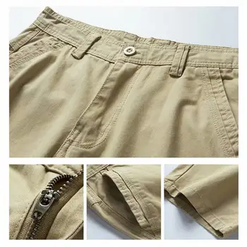 Мъжки къси панталони-карго, тактически къси панталони, одноцветное продукт, дължина до коляно, цип, копчета, джобове-ширинки, директни летни панталони