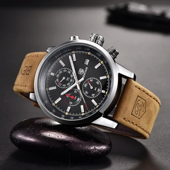 Мъжки маркови кварцови часовници, военни, спортни водоустойчив часовник, с моден случайни хронограф Montre Homme