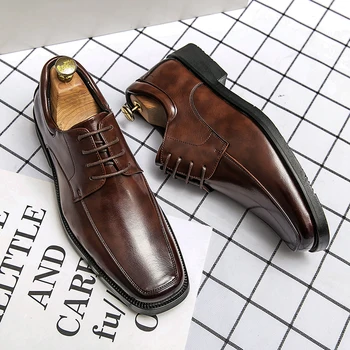 Мъжки модел обувки Shadow От лачена Кожа, Луксозни Модерни Сватбени Обувки За Булката, Мъжки Луксозни Официални Oxfords В Италиански Стил, Голям Размер 48