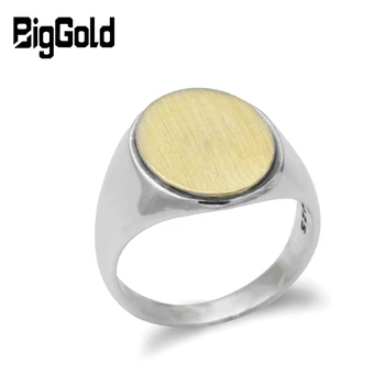 Мъжки пръстен от сребро 925 проба, овални матова повърхност на златния цвят, винтажное пръстен, прост дизайн за мъже, любители на Жени, Мода декорация