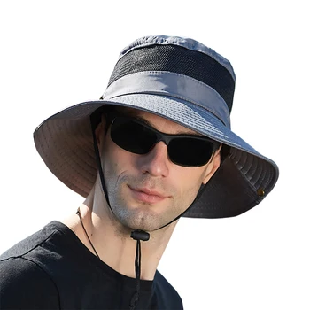 Мъжки солнцезащитная шапка за разходки и риболов, Дамски лятна регулируема широка периферия шапка Унисекс, уличен шапки с широка периферия, дишаща мрежа, Нова