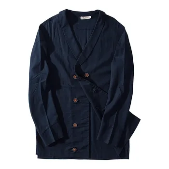 Мъжко яке в стил хип-хоп, мъжки етническа риза с дълъг ръкав, свободна ежедневни риза, палто, блуза, блузи, реколта мъжки палта, големи размери M-XXXL