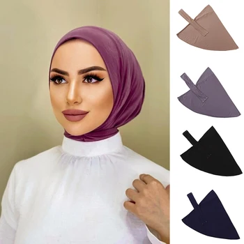 Мюсюлмански хиджаб, регулируеми копчета, тюрбан, ислямски шал, напълно затваряне на врата, за дама мюсюлманска мода