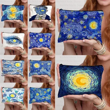 На звездното небе, серия Van Gogh Aesthetics, дамски косметичка в стила на художника, малка чанта за пране с принтом, пресевни чанта органайзер за козметика