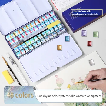 Набор от акварельных бои 24/36/48 цветове Преносима Система за Перлата на цветове, материали за рисуване гуашью