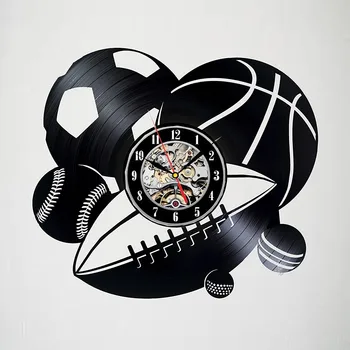 Набор от топки, vinyl плоча, стенен часовник за любителите на спорта - Вълнуващ декор за стая за гости