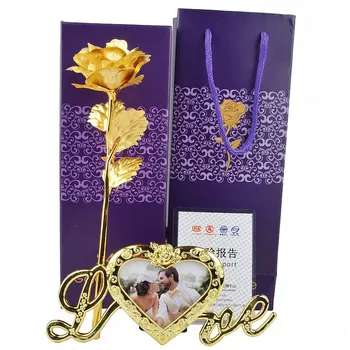 Най-добрият подарък за приятелка, сватбена украса със златна роза, Златни цвете, Подарък за Свети Валентин
