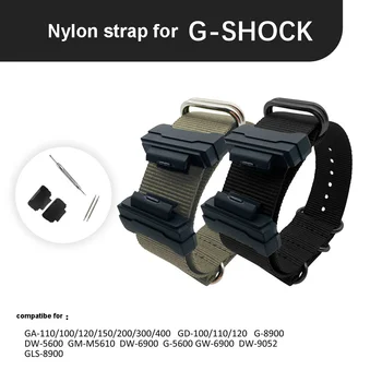 Найлонов ремък за g-shock GA-110 DW-5600 GA-110/GD-100/GW-M5610/DW-6900/G-5600 GW-6900/DW-9052 GLS 22x16 мм куполна каишка за часовник