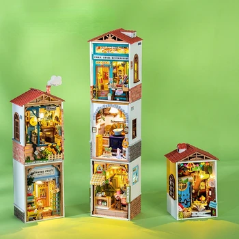 Направи си САМ Дървена Барака Ръководство за Монтаж Модел на Малък Дом Мини Градска Сцена Вила Подарък за Приятелка