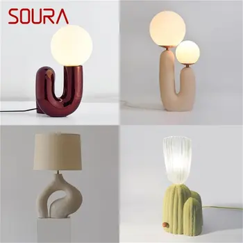 Настолна лампа от смола SOURA, модерен, креативен дизайн, led настолна лампа, домашен декоративна лампа за спални