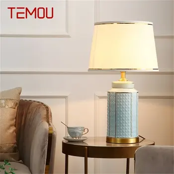 Настолни Лампи TEMOU от месинг, керамична Настолна лампа за Дома, хол, Трапезария, спалня, Офис, хотел