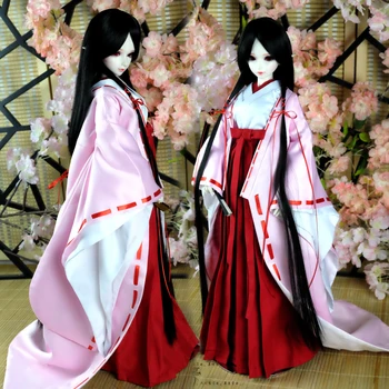 Нежна стоп-моушън облекло BJD 1/4 1/3 rose японското кимоно от плътен сатен DD MSD popo68 чичо подобри рокля вещици Аксесоари за кукли