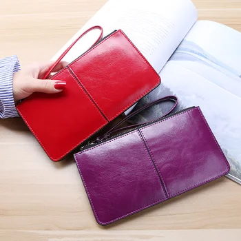 Нов дамски портфейл с цип, от корейска дълга дамска чанта, чантата с по няколко скоби, чантата на китката, каишка, луксозен клатч за телефон, притежателите на карти Carteira