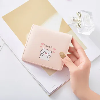 Нов дамски сгъваем портфейл за монети, студентски корейската версия, чанта за карти с принтом 
