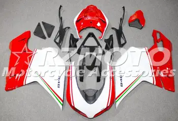 Нов комплект обтекателей мотоциклет ABS, годни за Ducati 848 evo 1098 и 1198 2007 2008 2009 2010 2011 2012 Червено, бяло