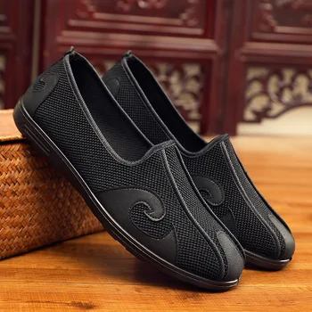Нов Тип мъжки полиуретанова леки обувки за кунг-фу даоистки монаси, Удобни Летящи Тъкани Ежедневни маратонки за Тайдзи Ушу