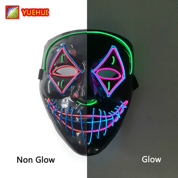 Нова забавна led неон EL-тел светещ маска за Хелоуин, Маскарад, Карнавал, Парти, Рейв, Великден костюм, Cosplay, светещ маска