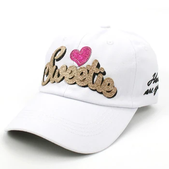 Нова мода жените бейзболна шапка със сладка бродерия, памучен шапка в стил хип-хоп, регулируеми външни бейзболни шапки-шапки