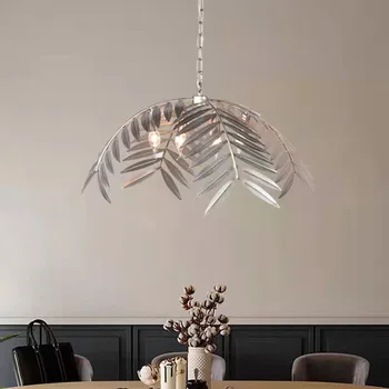 Нови Висящи лампи с метални листа златисто-сребрист цвят за хранене, бар, кухня, окачен лампа в стил ар-деко, регулируема верижка E14, лампа