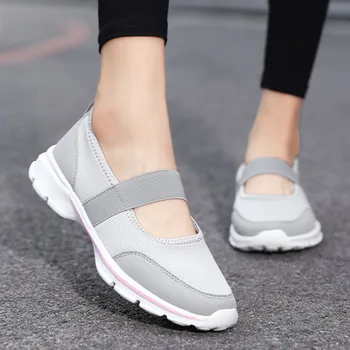 Нови дамски маратонки от мека вкара дишаща материя, без закопчалка, ежедневни обувки за ежедневни разходки, спортни обувки за фитнес, йога, тъканно обувки Old Beijing