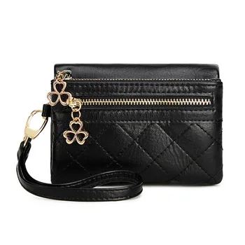 Нови модни дамски портфейли от мека Кожа с двоен цип, женски кратък чантата, чантата е с Голям Капацитет, сгъваема клатч