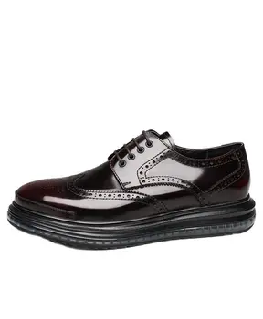 Нови мъжки обувки с дърворезба в стила на Бълок, кожена ежедневни обувки за мъже, лачени, кожени обувки с дебела подметка с висока засаждане за мъже