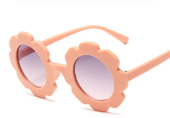 Нови Слънчеви очила за деца с подсолнухом, сладки бебешки удобни очила с кръгли рамки с цветни венчелистчета, цветни слънчеви очила