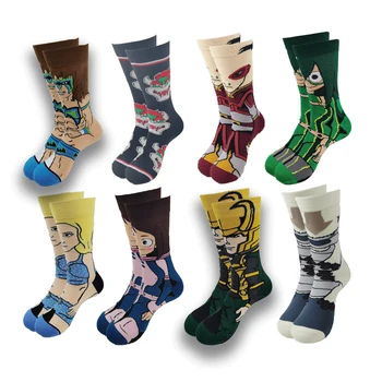 Нови чорапи с анимационни модел за мъже и жени, удобни и забавни памучни чорапи с расчесыванием