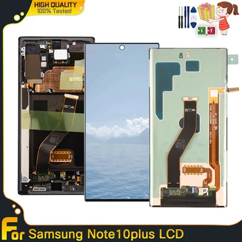 НОВО Поле за Samsung Galaxy Note 10 Plus N975F N9750 Дисплей със сензорен Екран В Събирането на Замяна С Рамка За Samsung Note10 +