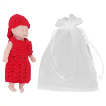 Новородено силиконова кукла-имитатор от безопасен материал с червен свитером за ролеви игри