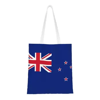 Обичай холщовые чанти за пазаруване с флага на Нова Зеландия, Дамски Чанти, за пазаруване за Еднократна употреба, голяма пазарска чанта за пазаруване, торбички за пазаруване