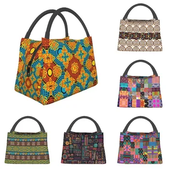 Обичай цветни чанти за обяд с флорални принтом в африканския стил Анкара, мъжки и женски топъл обяд кутии с охладител, изолирани обяд-апарати за работа, почивка или пътуване