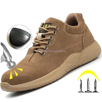 Обувки за заварчици със защита от искри, мъжки защитни обувки със стоманени пръсти, работни обувки със защита от пробиви, мъжки промишлена защитни обувки, Работни и защитни обувки