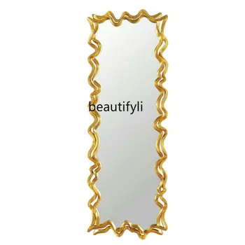 Огледало специална форма в цял ръст, монтаж на стена с една вълнообразна модел, проектно тоалетен огледало, аксесоари за украса на дома