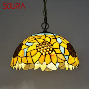 Окачен лампа SOURA Тифани, модерна led лампа във формата на цвете, осветителни тела за украса на дома трапезария