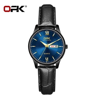 Оригинален кварцов часовник OPK за жени с удобна кожена каишка на Waterpoof, светещи, с автоматична дата, модерно рокля, дамски ръчни часовници 8132