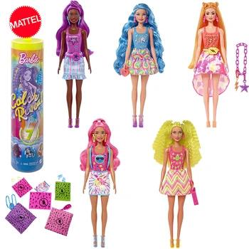 Оригиналната кукла на Mattel кукли Барби Color Разкриват серия Neon Tie-Dye с изненади, аксесоари, водоразтворими играчки за момичета, модул за обучение подпори