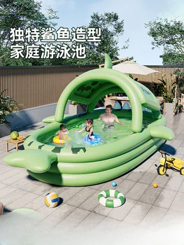 Открит детски игри басейн с чадър, дебели детски надуваем басейн, голяма детска домакински сгъваем басейн