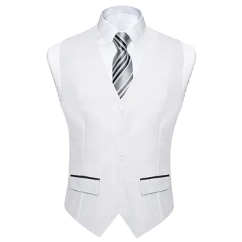 Официален бял обикновен жилетка от вискоза и полиестер за мъже, сватба парти, оборудвана жилетка, модни дрехи за мъже DiBanGu