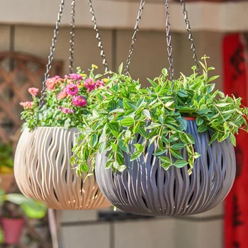 Подвесная кошница от изкуствен ратан, пластмасов окачена саксия, подвесная орхидея, зелен копър, дебели бръшлян саксия за растения, градинска украса