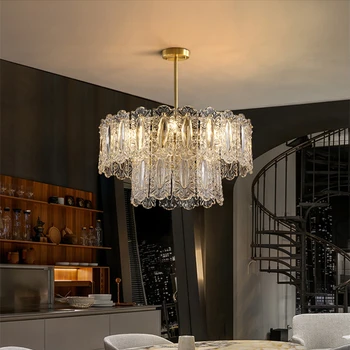 Полилеи, френски луксозни плафониери в ретро стил с кристали за спални, хол, ресторантьорска мебели, декоративен окачен лампа
